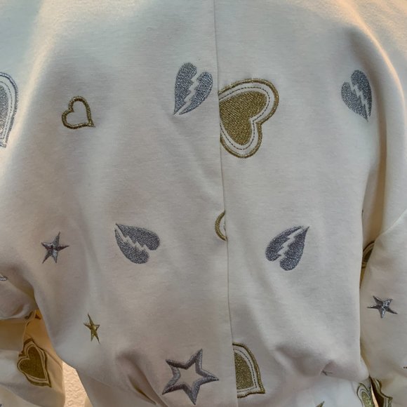 Vintage Kimi Collection cream cotton jacket with hearts size M excellent cond - Picture 5 of 15